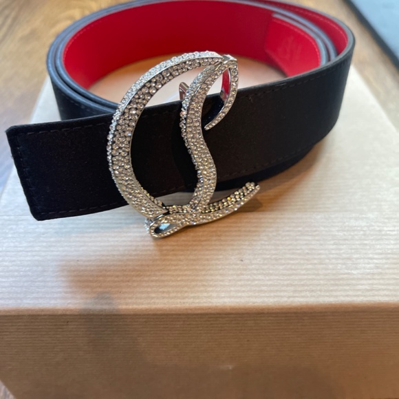 Womens Louboutin logo belt- color black/silver cristal main image 8